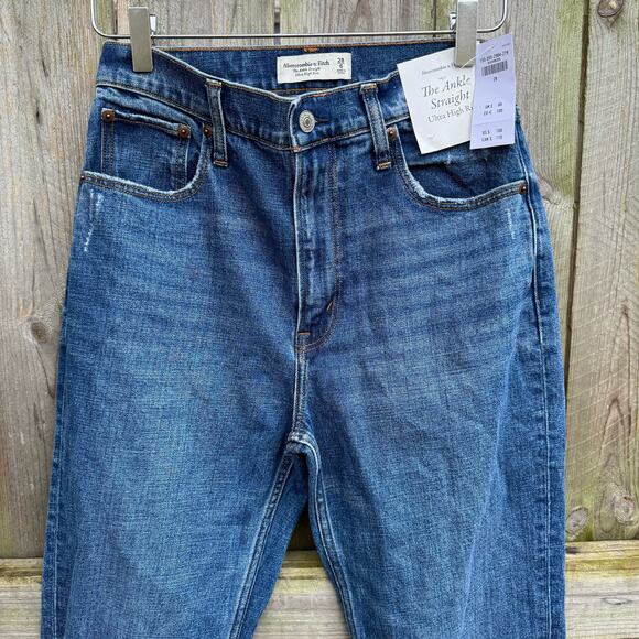 Abercrombie & Fitch Jeans The Ankle Straight Ultra High Rise Size 28/6 Blue NWT - Picture 3 of 9